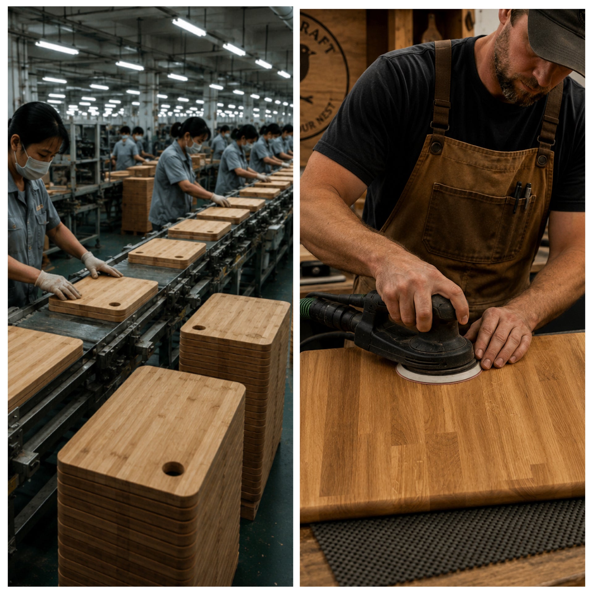 FinchCraft® Solid Oak Chopping Board with Slip-Resistant Feet
