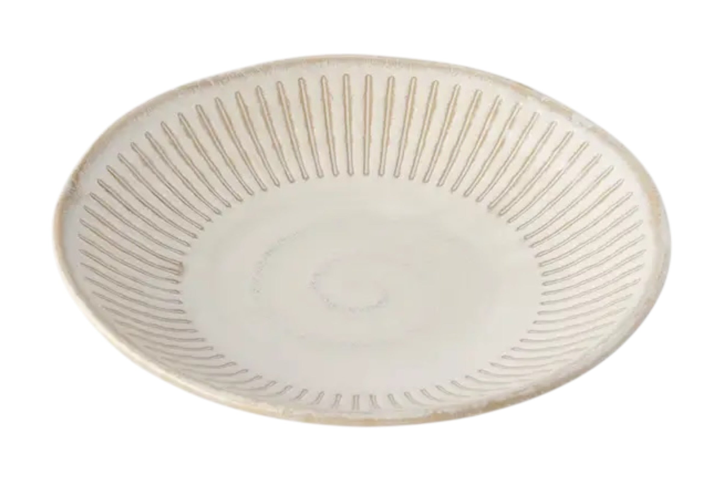 A 16.5cm porcelain tapas plate with a soft alabaster glaze and fine ridged detail. Set against a white background.