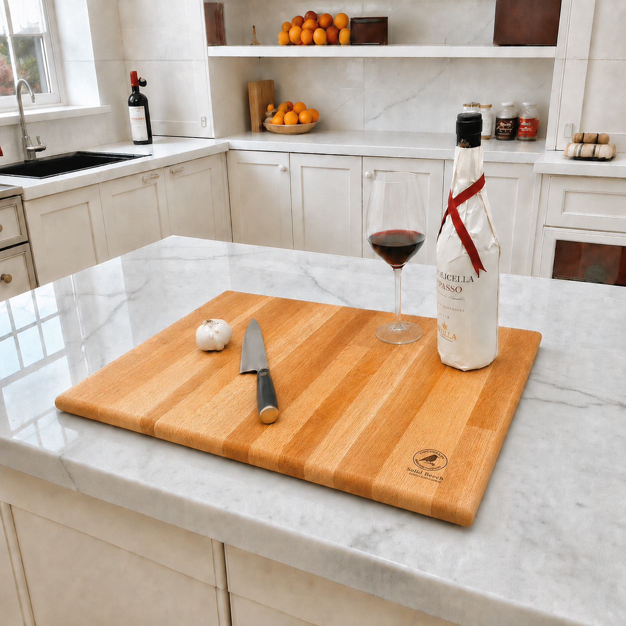FinchCraft® XL Beech Chopping Board with Slip-Resistant Feet