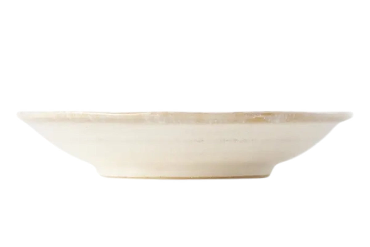 FINCHCRAFT ridged alabaster porcelain tapas plate with a shallow profile and neutral glaze finish.