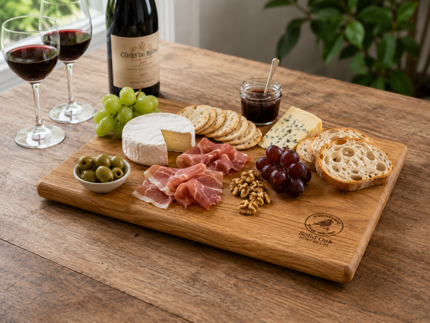 FinchCraft® Solid Oak Chopping Board with Slip-Resistant Feet