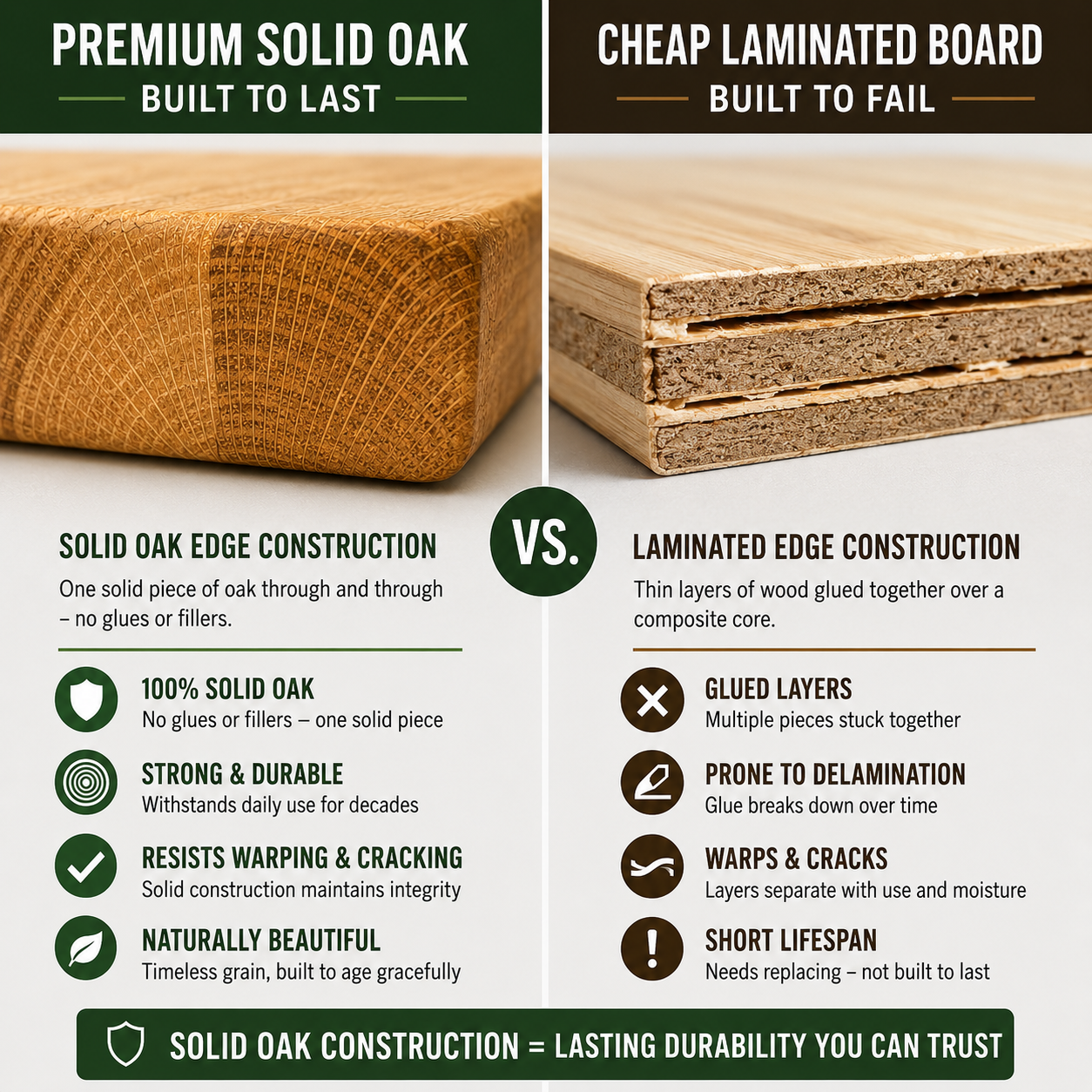FinchCraft® Signature Solid Oak Chopping Board