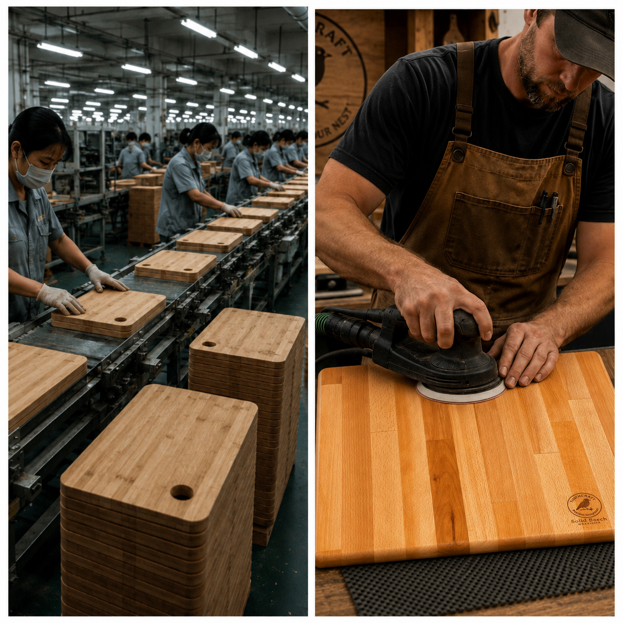 FinchCraft® XL Beech Chopping Board with Slip-Resistant Feet