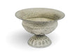 Small grey metal planter on a white background.