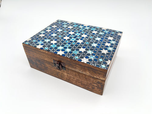 Ceramic Glazed Box - Blue Star