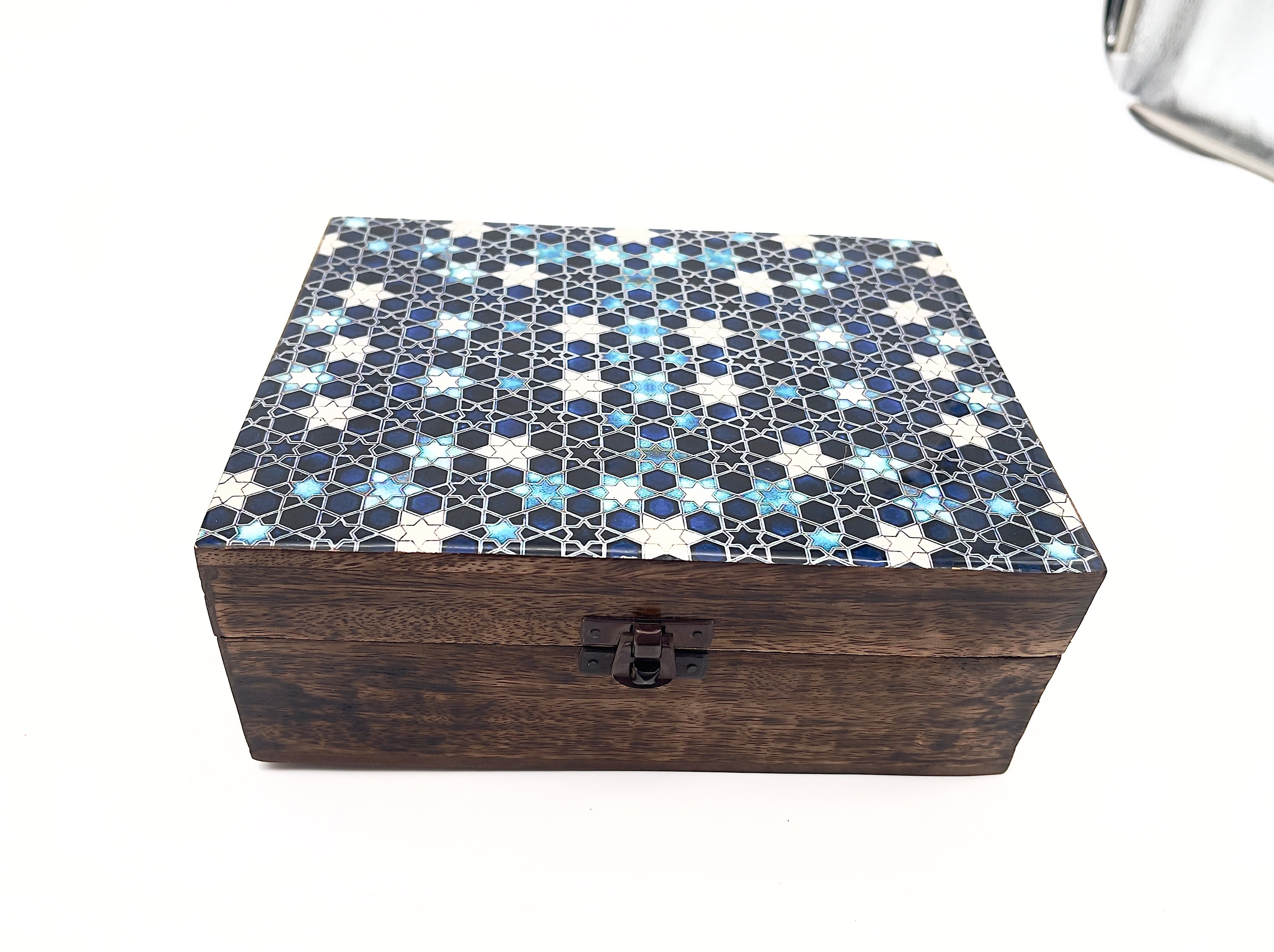 Ceramic Glazed Box - Blue Star
