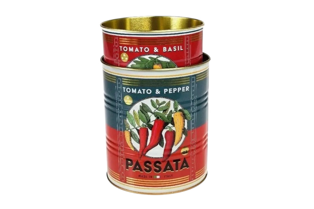 2 passata design storage tins on a white background.
