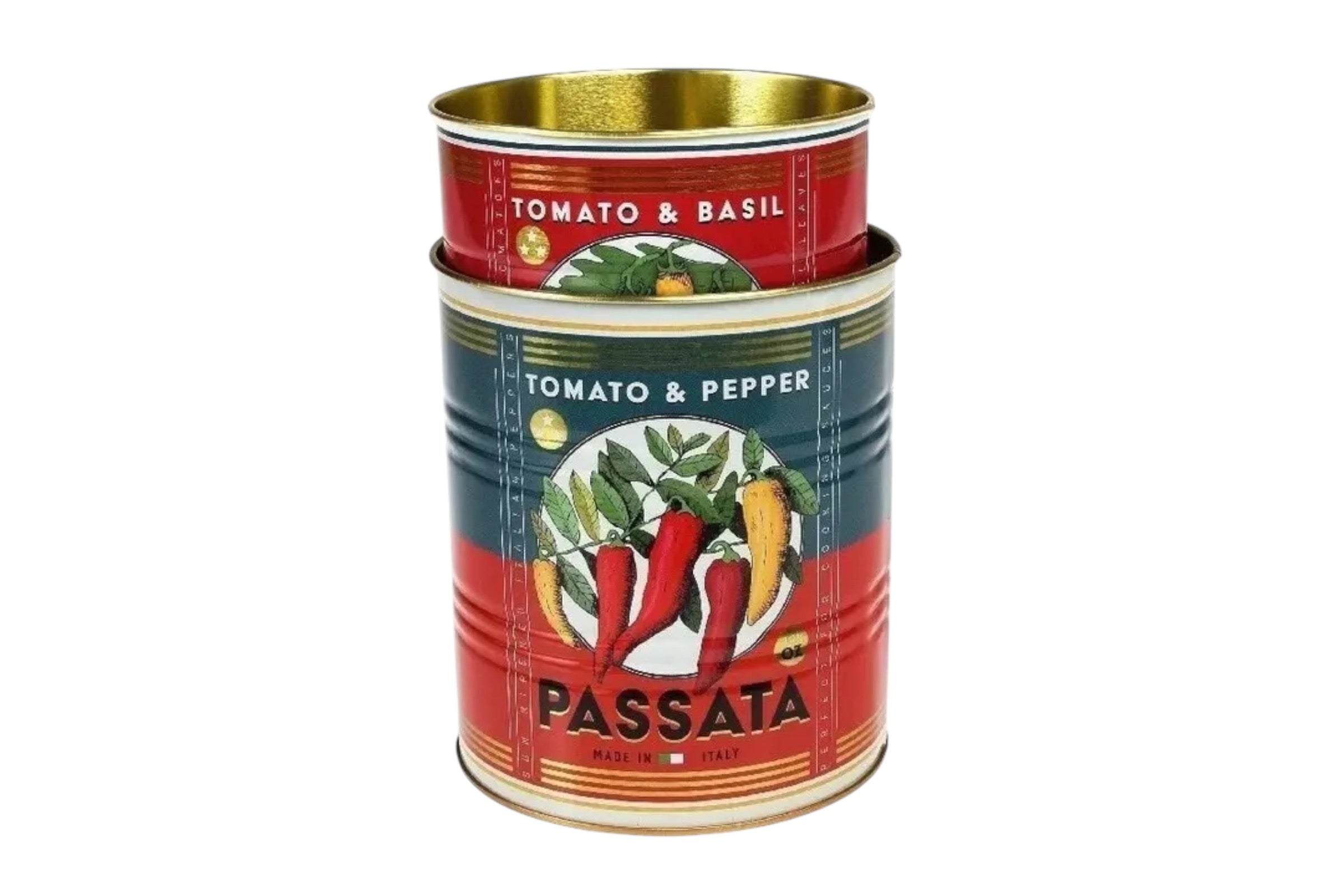 2 passata design storage tins on a white background.