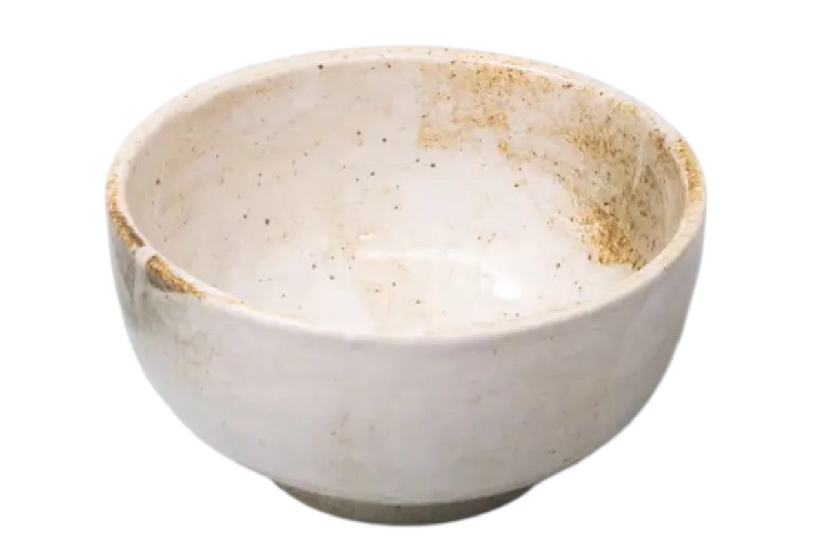 FINCHCRAFT Snow Bamboo U-shaped Minoyaki porcelain bowl with a pale, textured glaze and natural speckled finish.